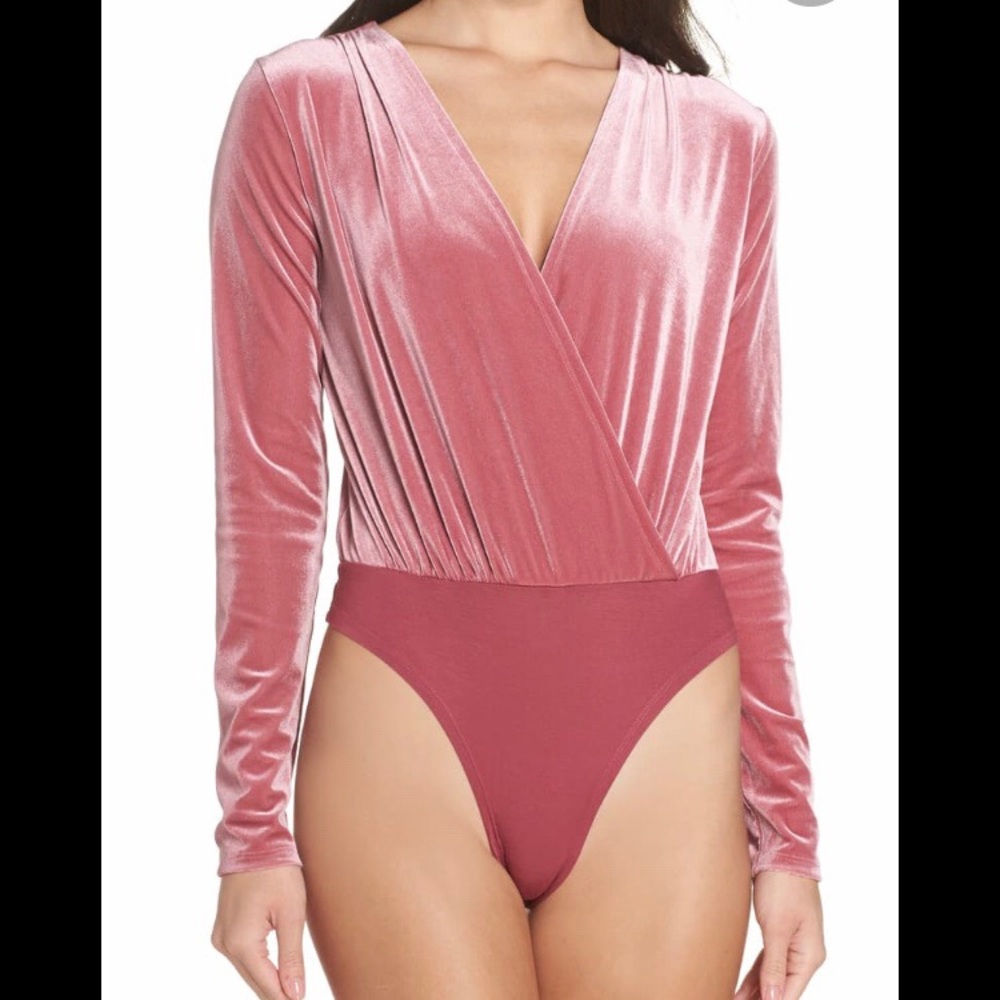 Chelsea28 pink velvet bodysuit
